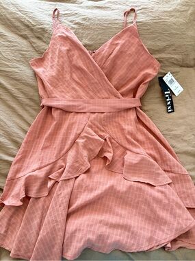 Trixxi Dusty Rose Ruffle Wrap Mini Dress